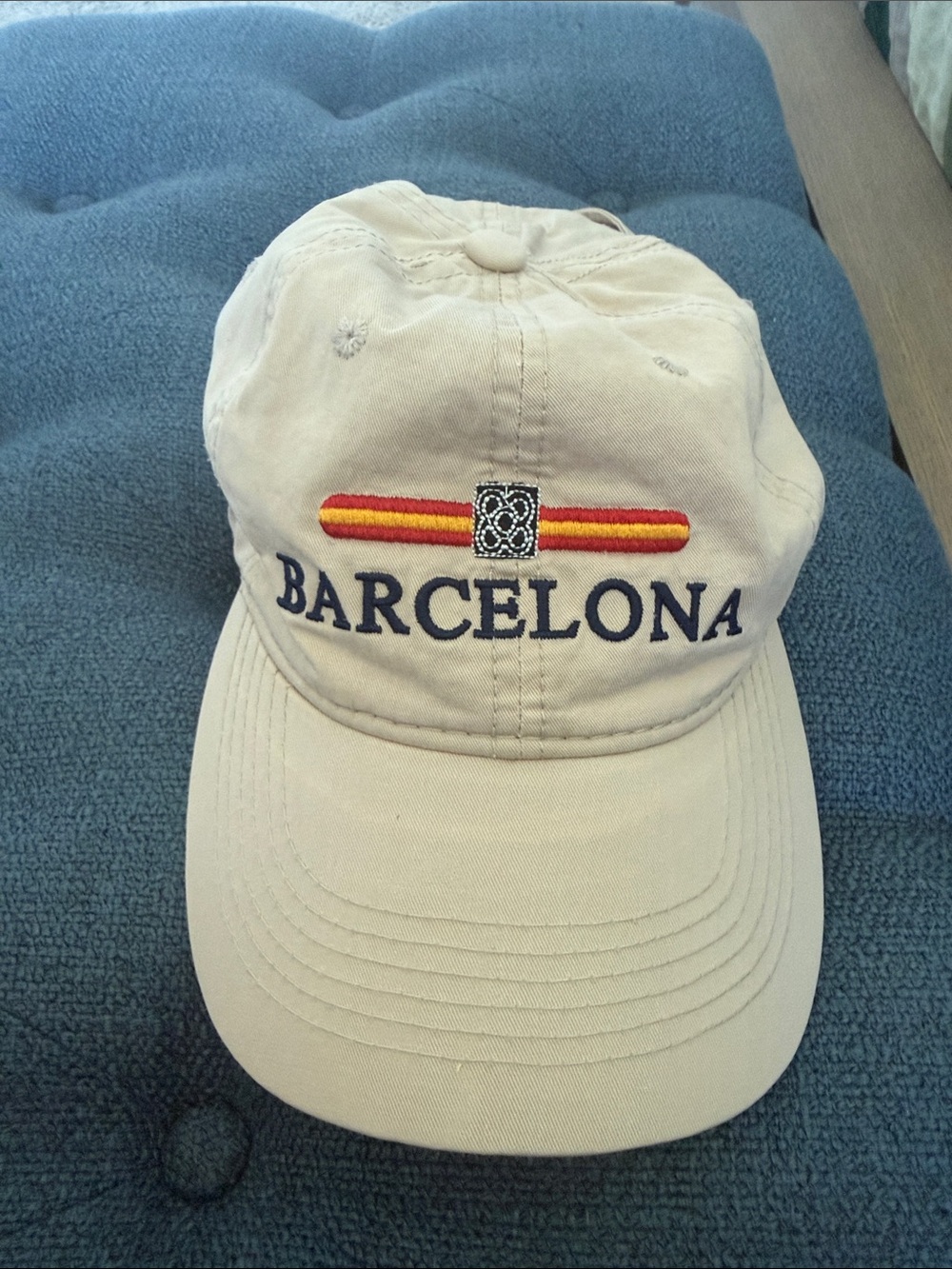 Barcelona Embroidered Khaki Baseball Cap